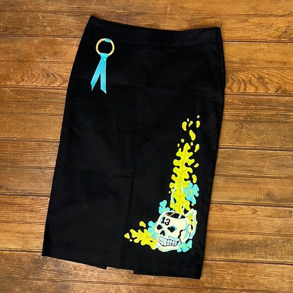 Women’s Lucky 13 Apparel black pencil skirt skull size small - Picture 1 of 9